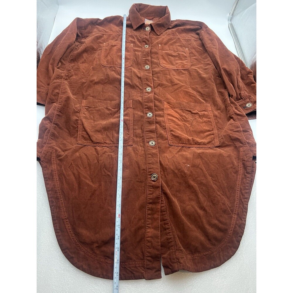 Anthropology Pilcro Burnt Orange Corduroy Duster Small Oversized Boho Lagenlook - Picture 3 of 13